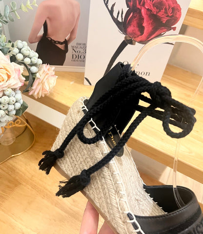 CD FW26 Wedge Sandals Black Sheepskin 692257