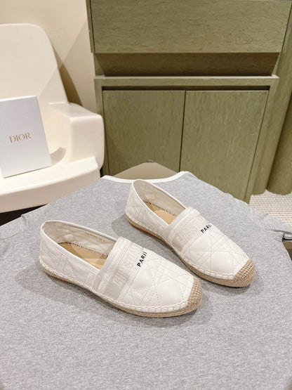 CD 26s Loafers Embroidery White Cowhide 653264