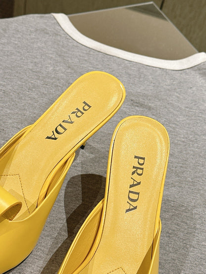 PRA 2026S High Heel Mule 80 Yellow Sheepskin 657668