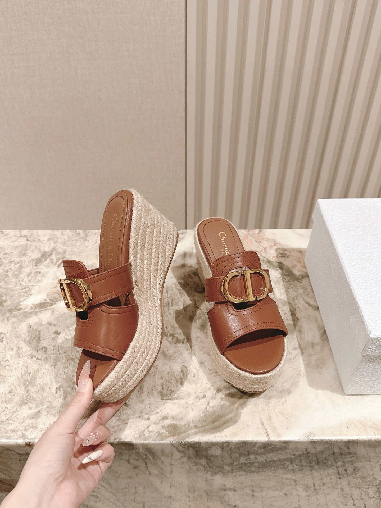 CD 30 Montaigne Wedge Slide 85mm  Lambskin 483076