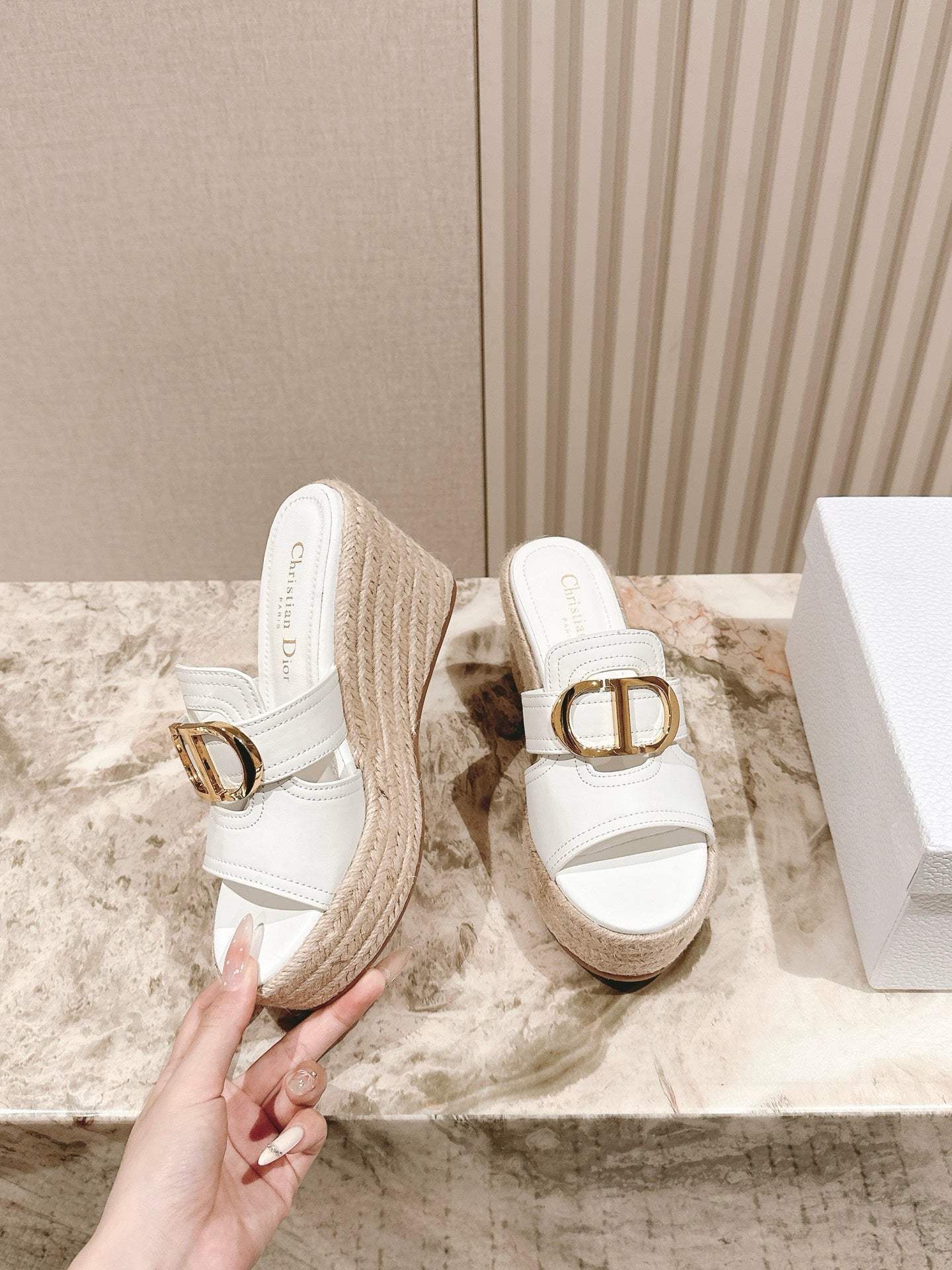CD 30 Montaigne Wedge Slide 85mm  Lambskin 483076