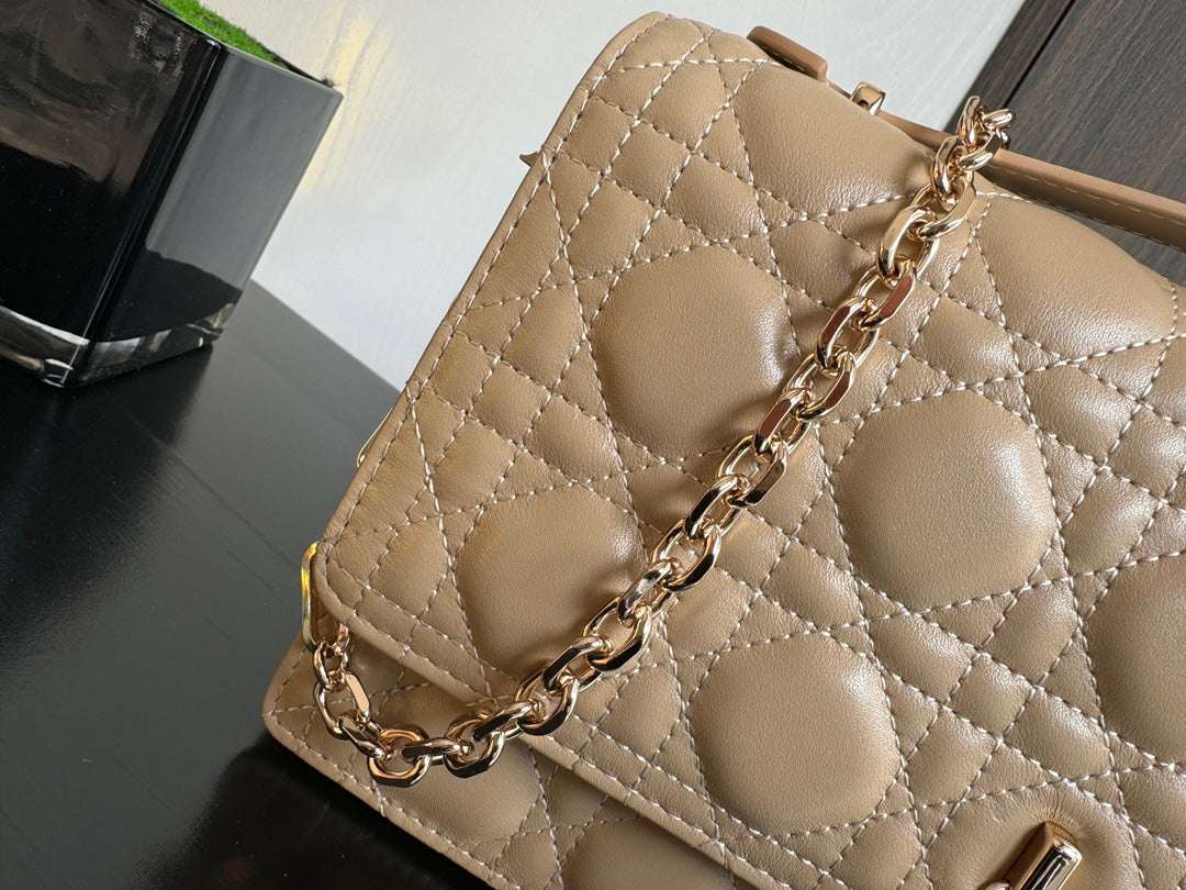 MY CD 24 TOP HANDLE BAG BEIGE LAMBSKIN