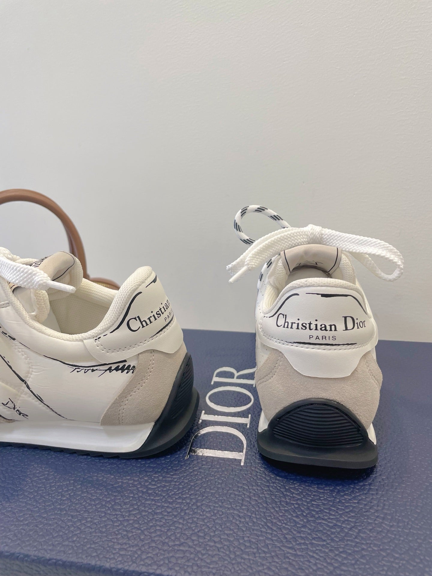 CD 26s D-Sketch Sneakers White Taupe Suede Lambskin 908096