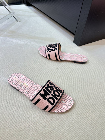 dway slide embroidered cotton pink miss cd alllover motif
