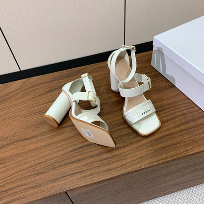 CD J'Adior High-Heel Sandals 8cm White Cowhide Canvas 793127