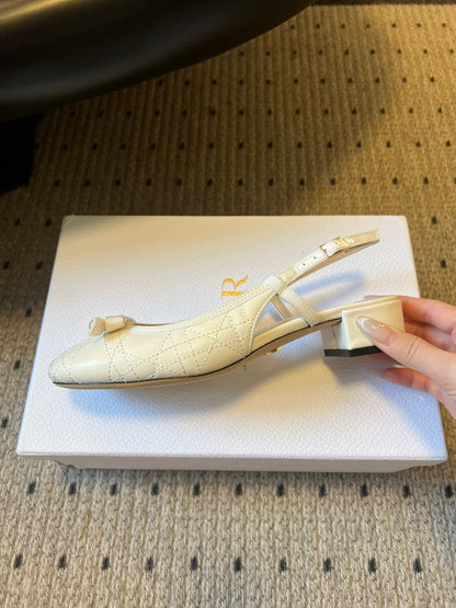 CD 26s Dior Ballet Slingback Pump 3cm White Cowhide 622215