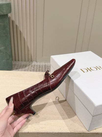 CD Muse Pump 4cm Brown Crocodile-Printed Calfskin 694199