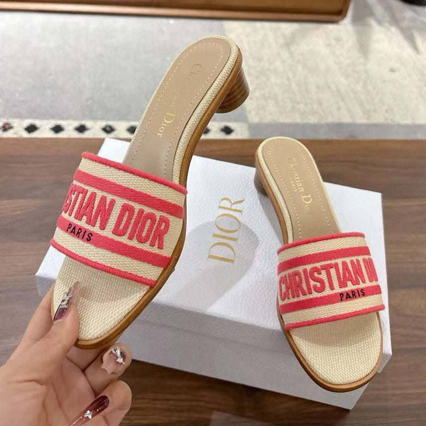 CD 26s Embroidered Sandals Canvas Sheepskin 664321
