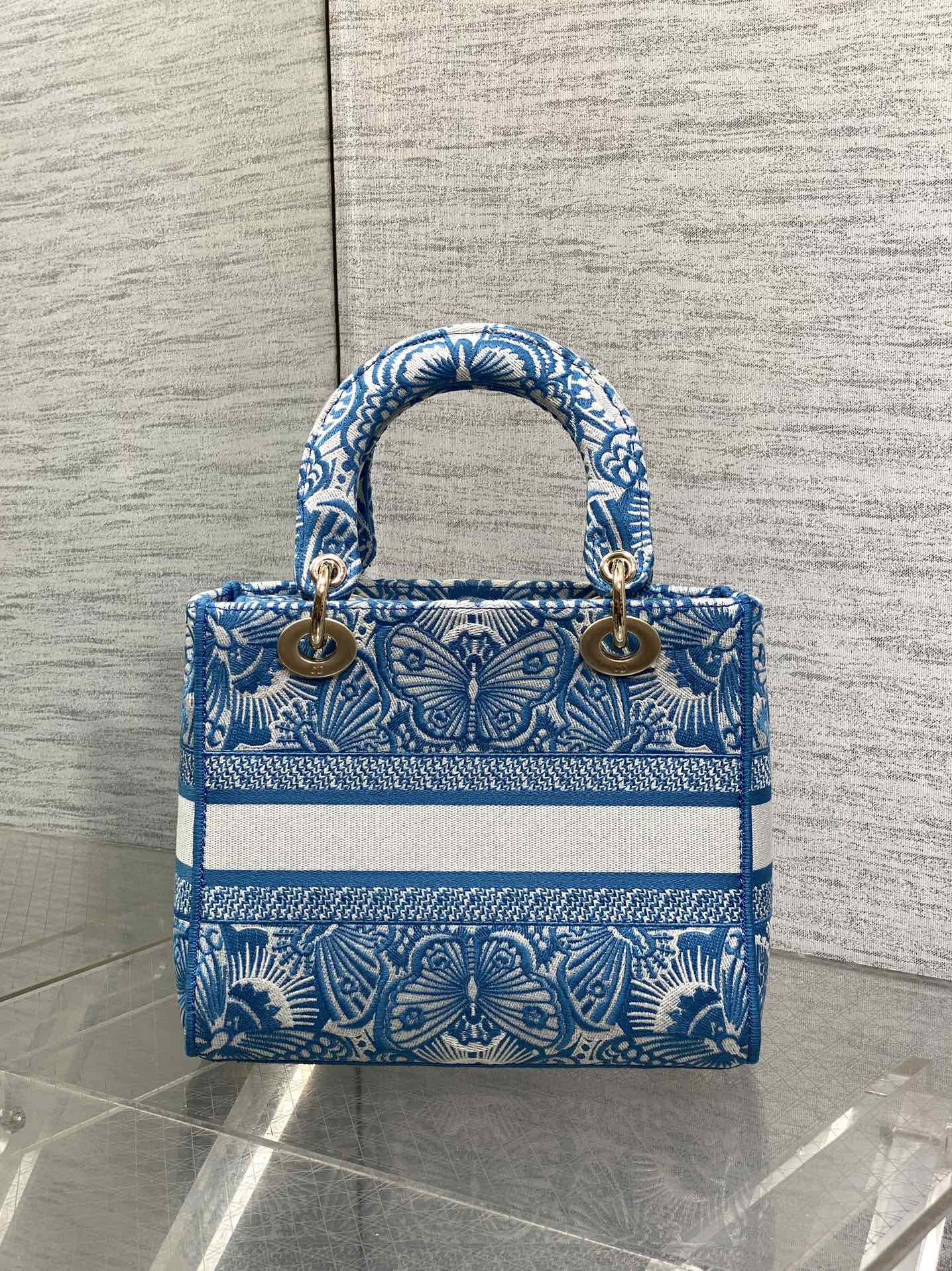 CD Medium Lady D-Lite Butterfly Motif Blue White Cotton