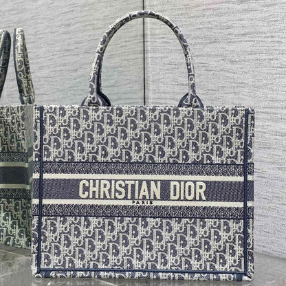 CD Medium Dior Book Tote Light Blue Denim Oblique Jacquard