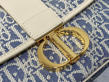CD Montaigne classic monogram 25 blue white canvas jacquard