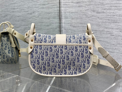 CD Montaigne classic monogram 25 blue white canvas jacquard