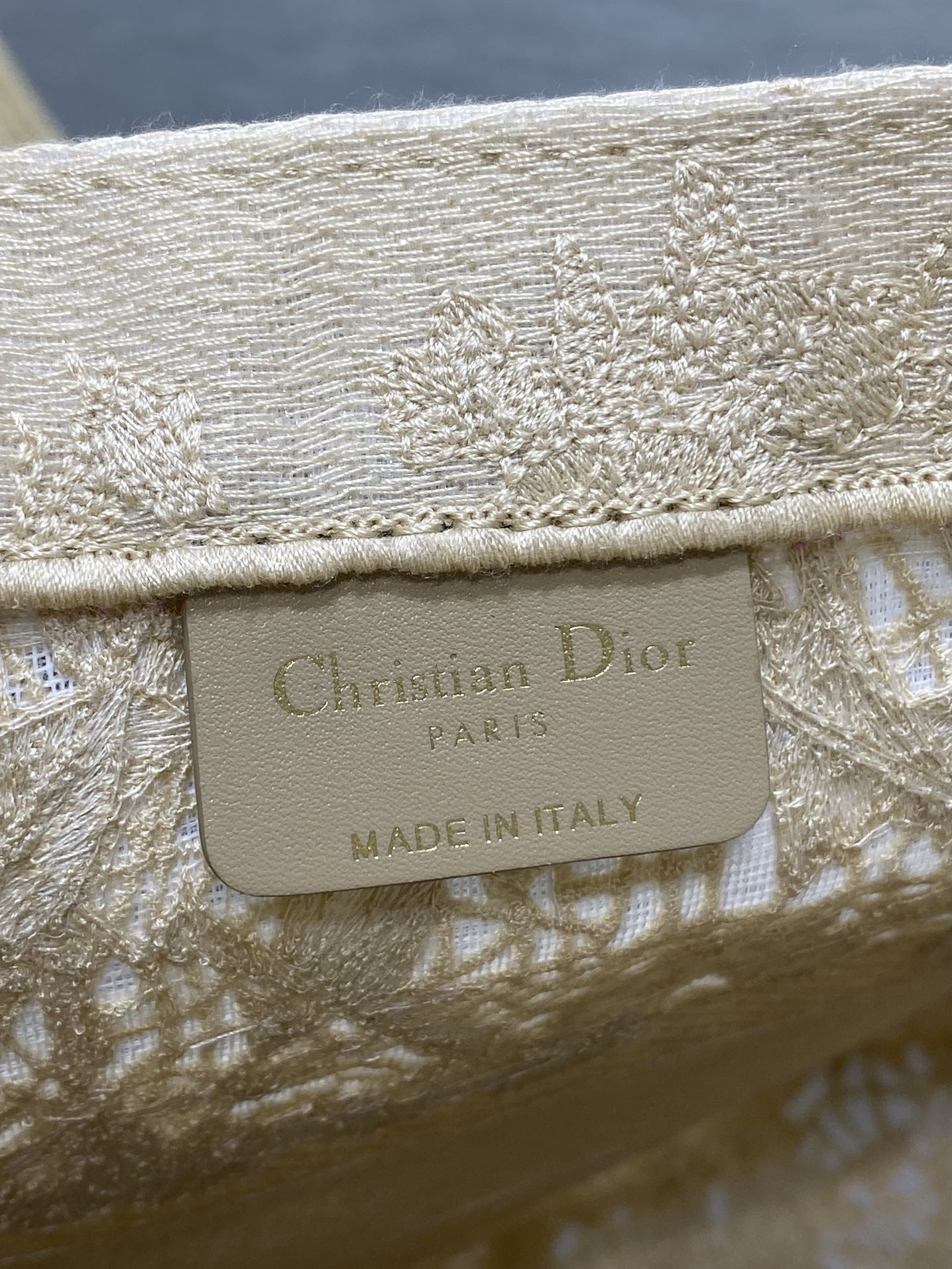 CD Medium Dior Book Tote Scotland’s National Flower Pattern Beige Cotton