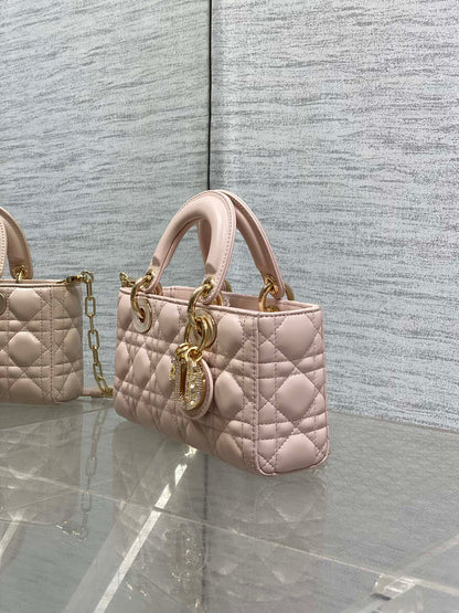 Dior 2026 Lady D-Joy Bag 22cm Powder Pink Cannage Lambskin
