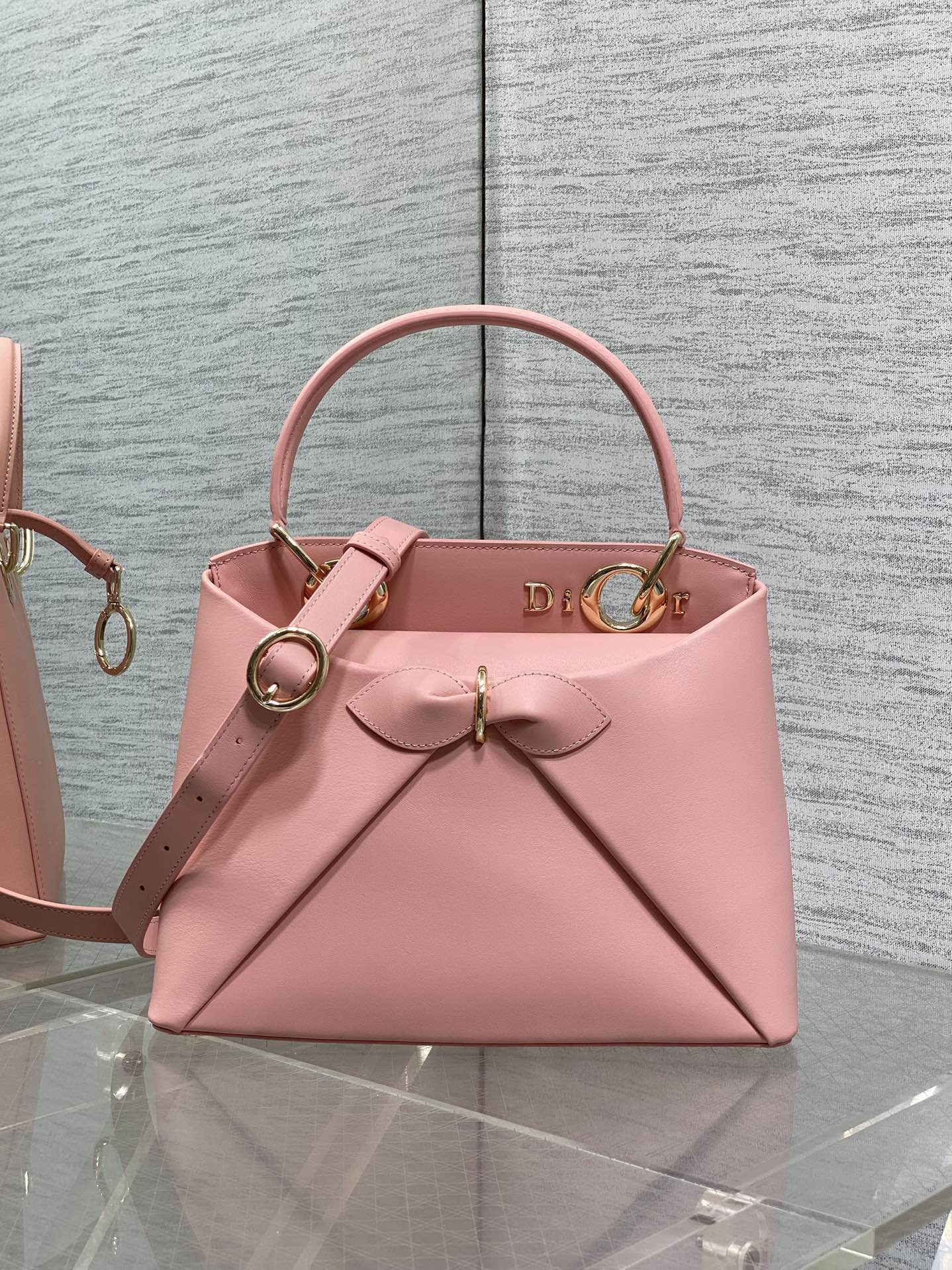 CD 26SS Bow-Adorned Bag Blush Pink Calfskin 272507