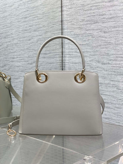 CD 26SS Bow-Adorned Bag Light Gray Calfskin 272509