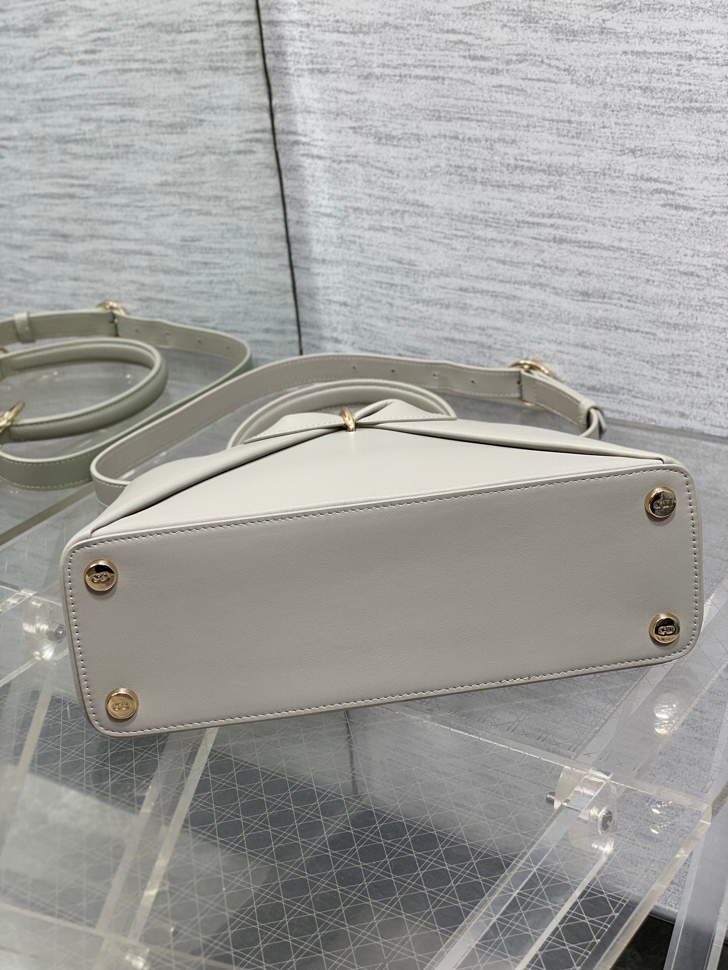 CD 26SS Bow-Adorned Bag Light Gray Calfskin 272509