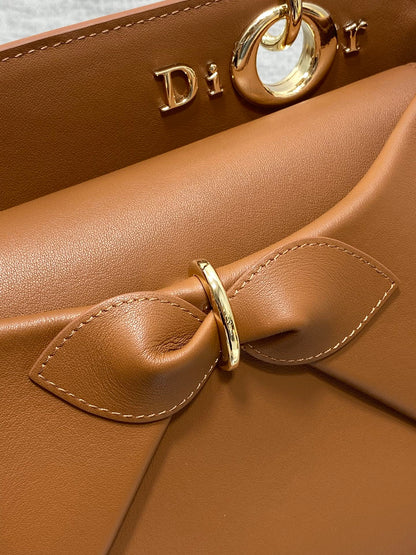 CD 26SS Bow-Adorned Bag Brown Calfskin 272511