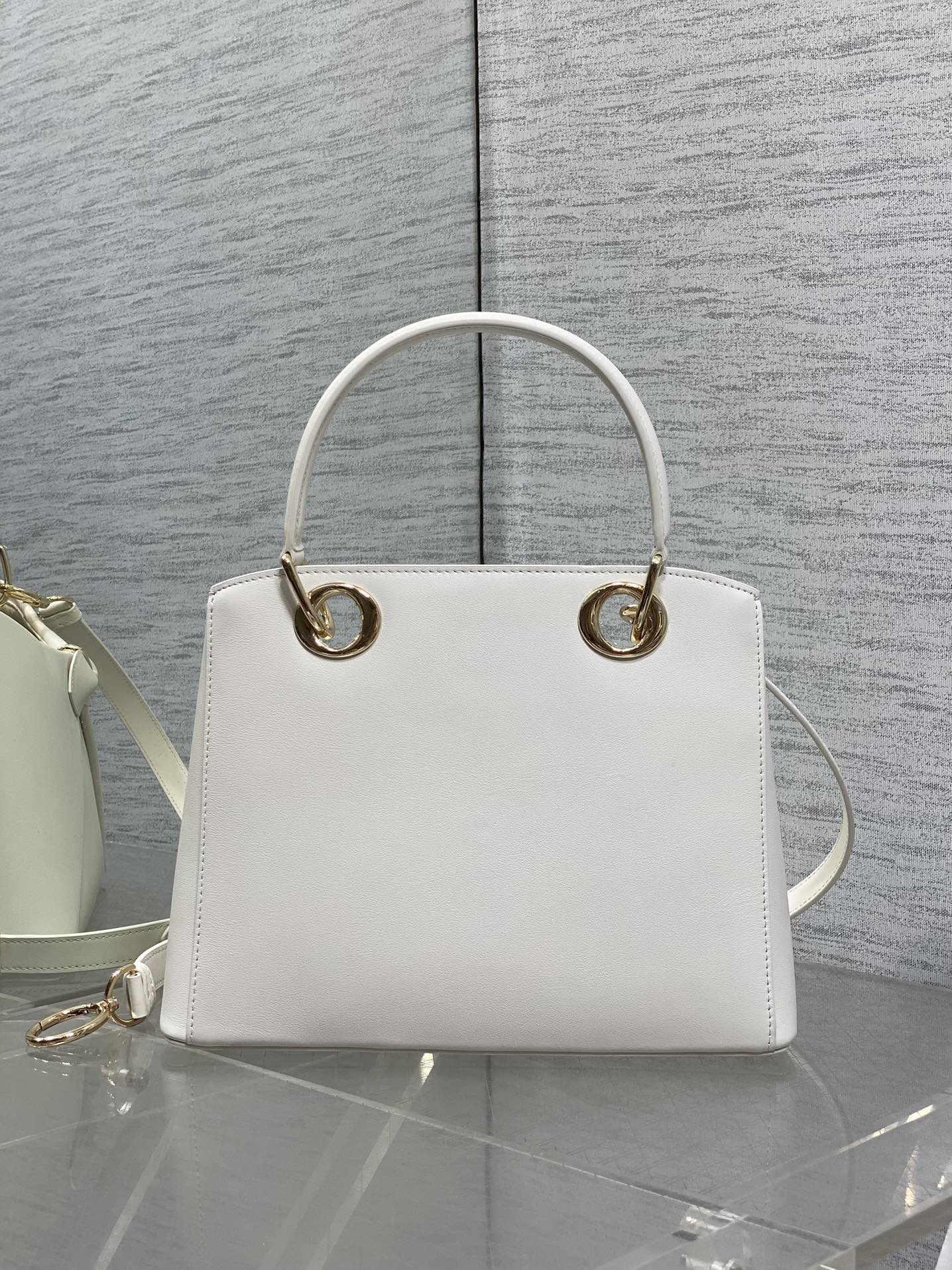 CD 26SS Bow-Adorned Bag White Calfskin 272515