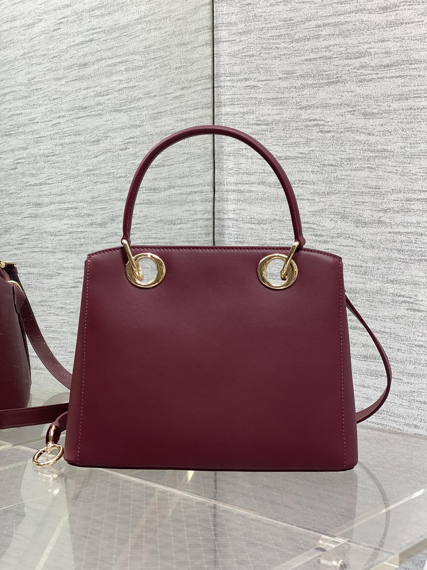 CD 26SS Bow-Adorned Bag Burgundy Calfskin 272517