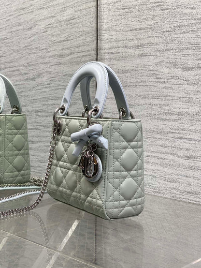 Dior 2026 Mini Lady Dior Bag Grey Charcoal Lambskin 286581