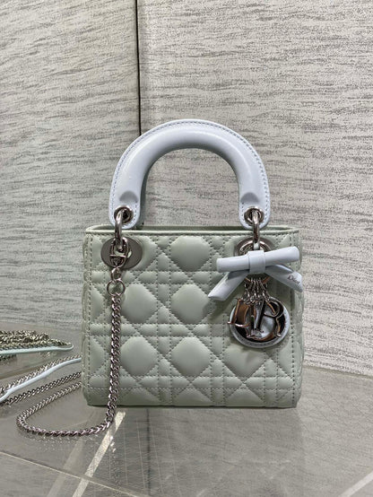 Dior 2026 Mini Lady Dior Bag Grey Charcoal Lambskin 286581