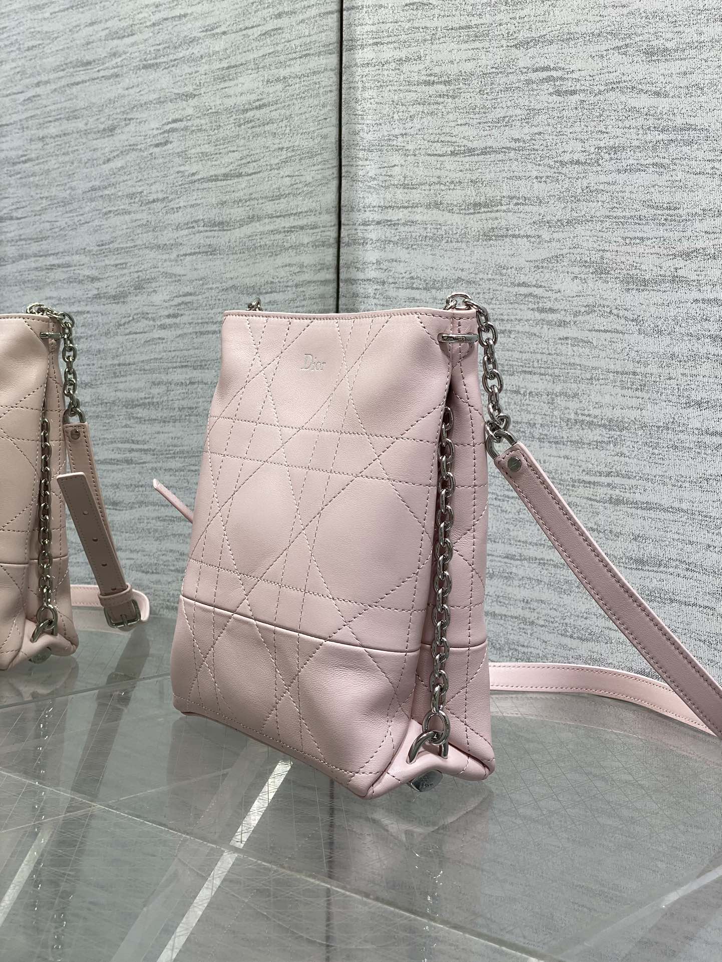Dior Small Vertical Bag Light Pink Macrocannage Lambskin 286601