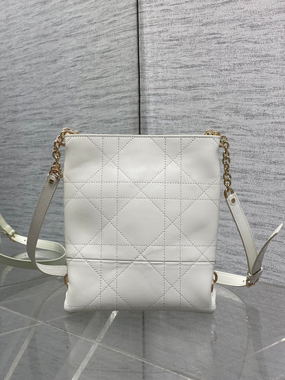 Dior Small Vertical Bag White Macrocannage Lambskin 286606