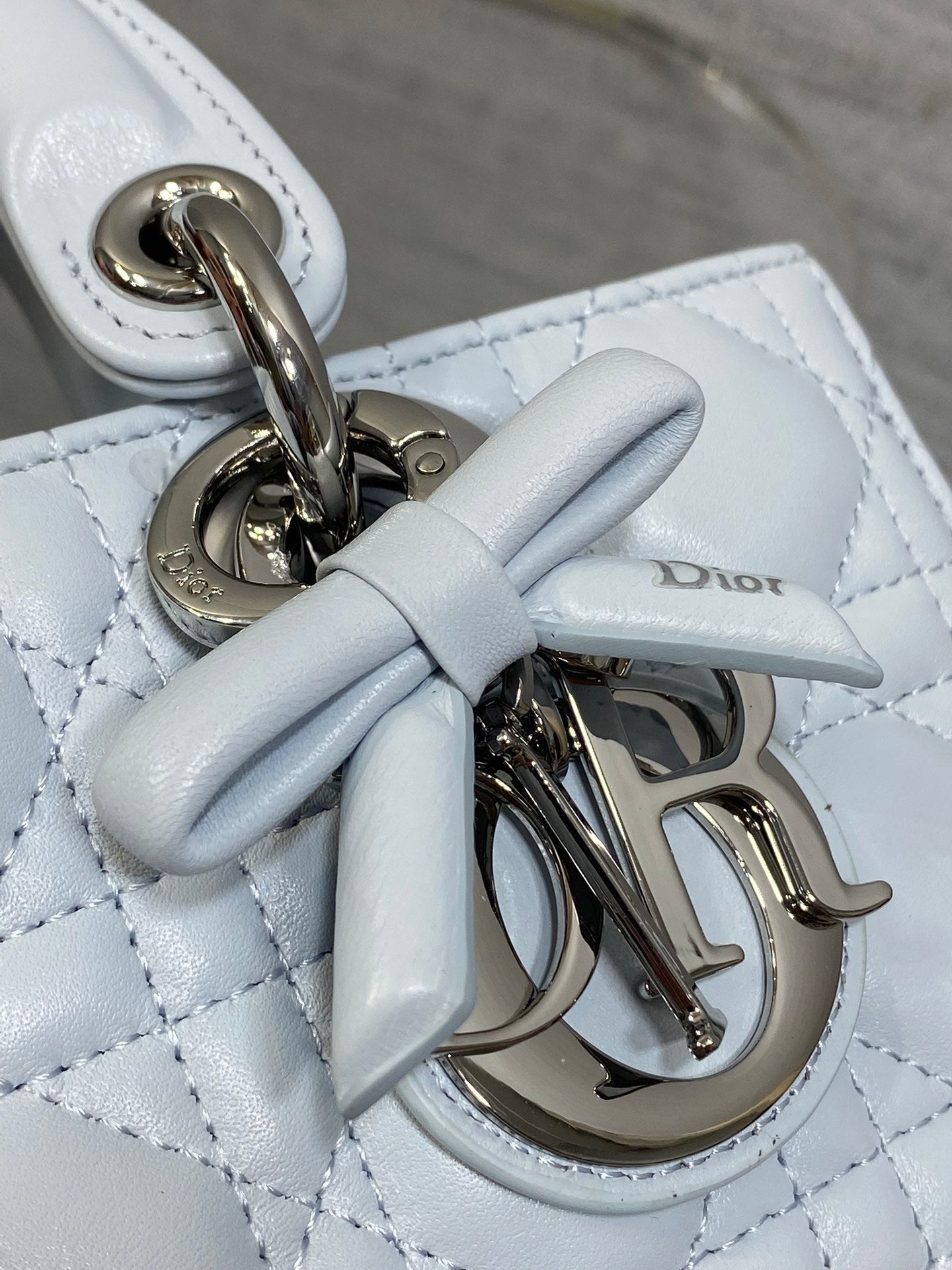 Dior 2026 Bow D-Joy Micro Bag 22cm Glacier Blue Lambskin