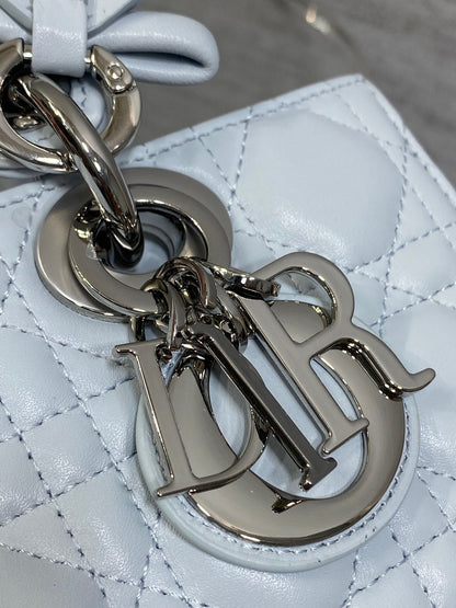 Dior 2026 Bow D-Joy Micro Bag 22cm Glacier Blue Lambskin