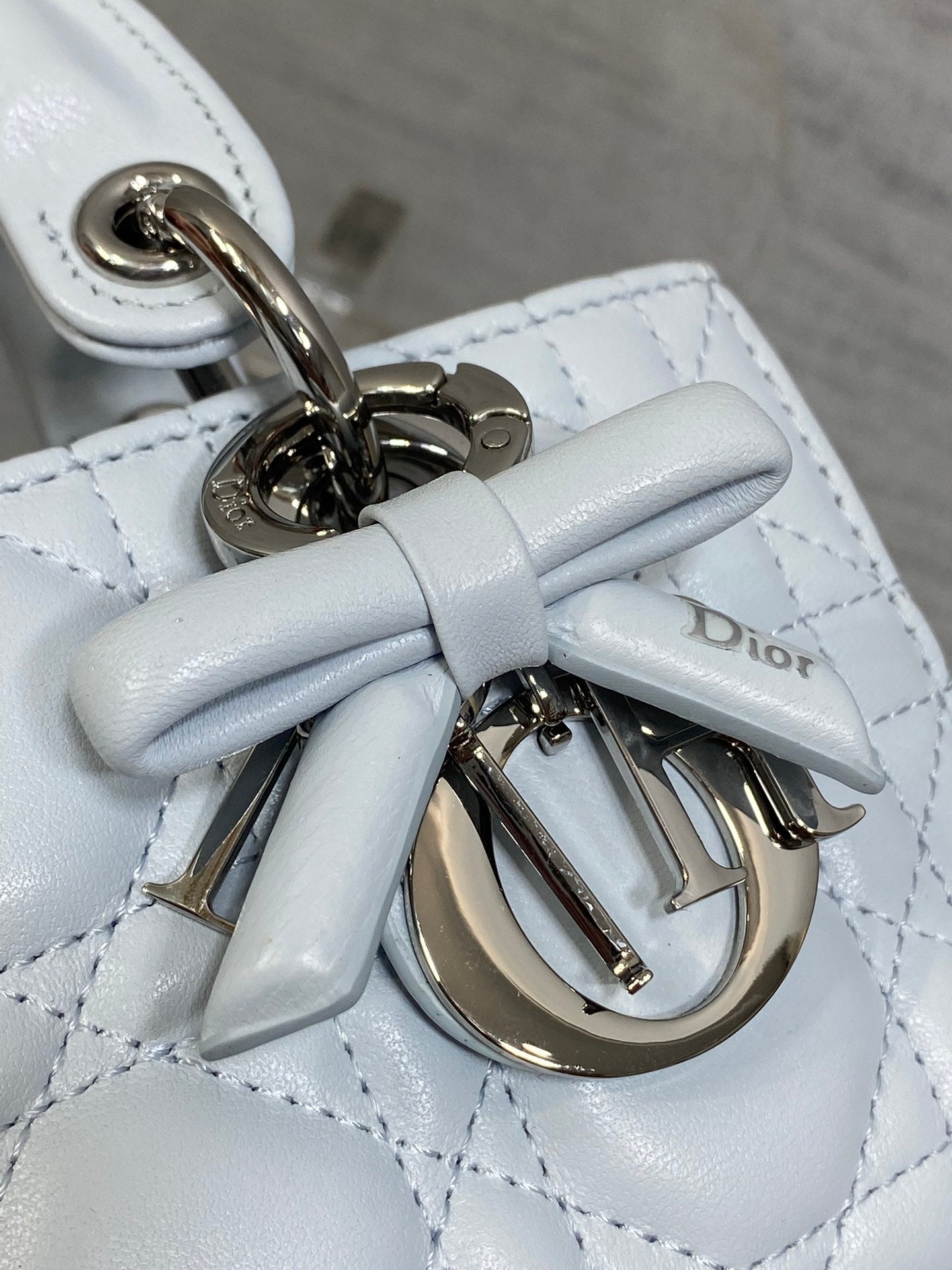 Dior 2026 Bow D-Joy Micro Bag 16cm Glacier Blue Lambskin