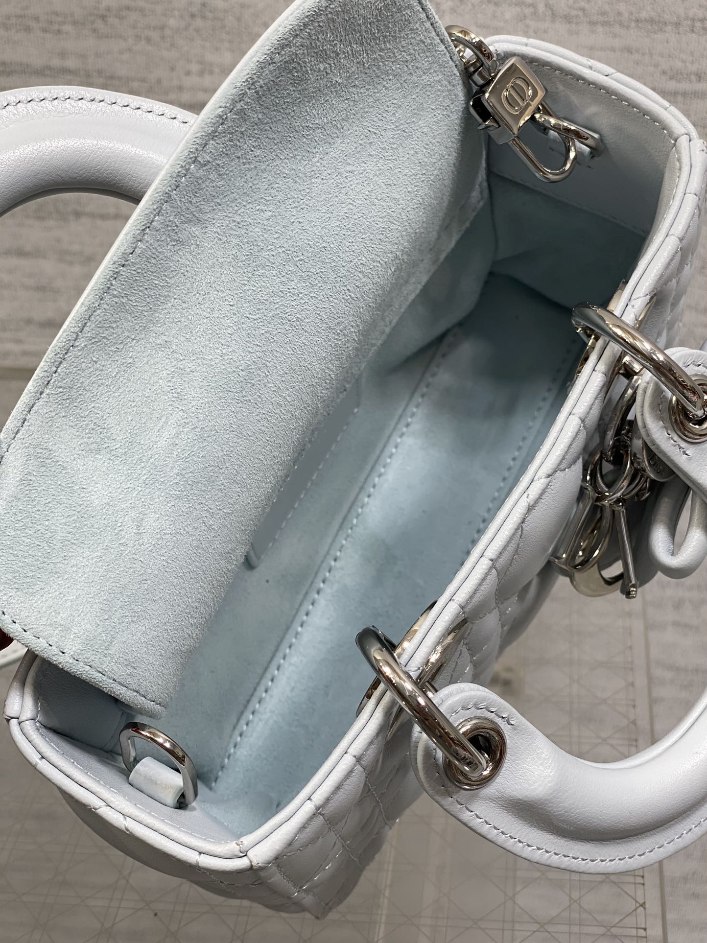 Dior 2026 Bow D-Joy Micro Bag 16cm Glacier Blue Lambskin