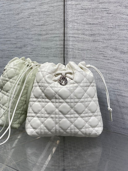 CD Adiorable Mini Bucket Bag White Lambskin 286635