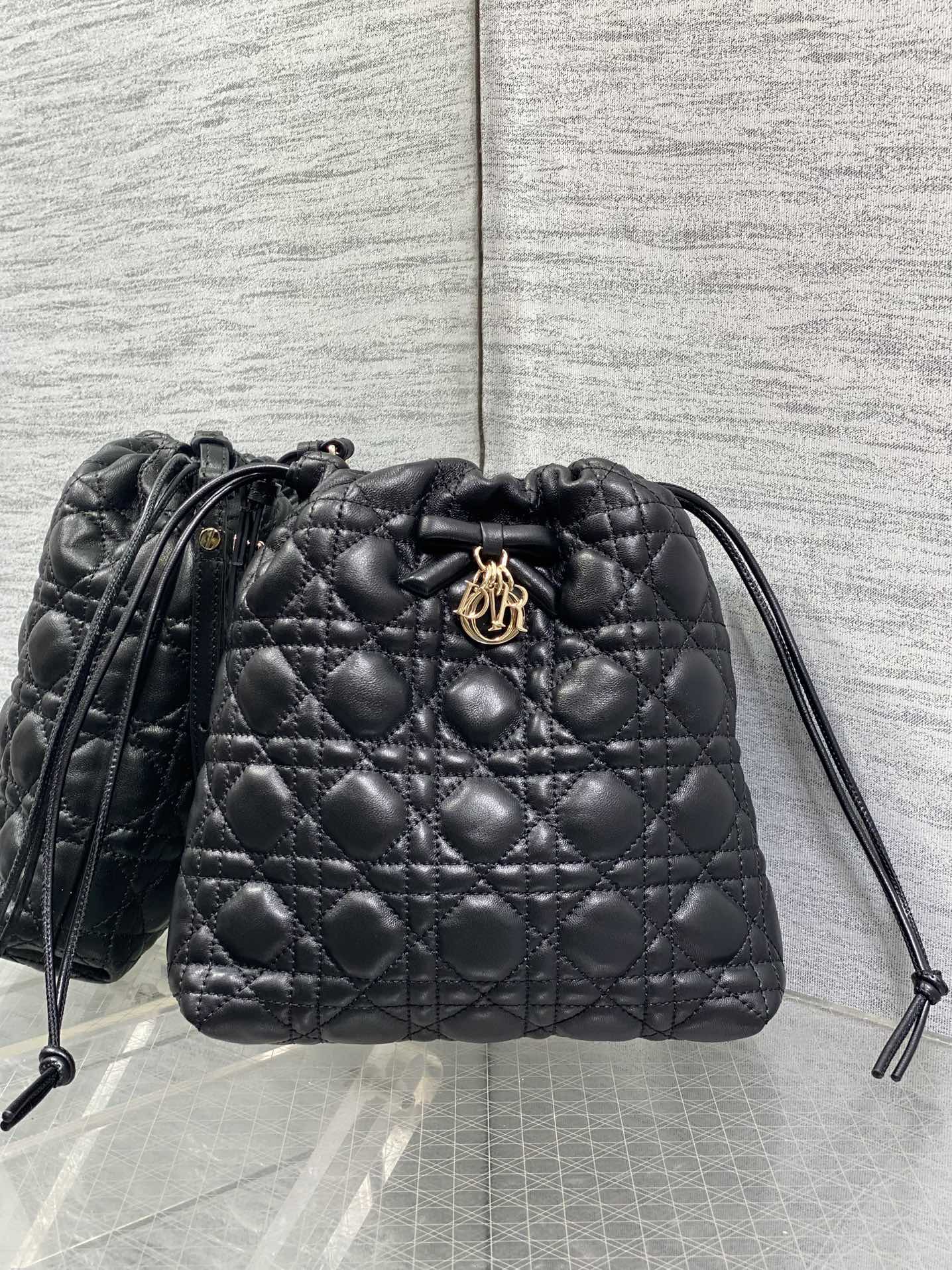 CD Adiorable Mini Bucket Bag Black Lambskin 286641