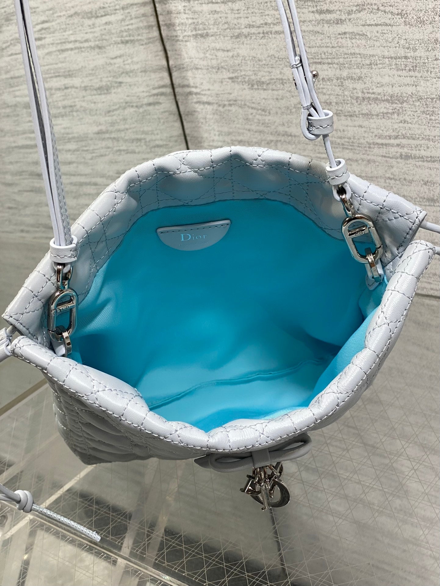 CD Adiorable Mini Bucket Bag Glacier Blue Lambskin 286643