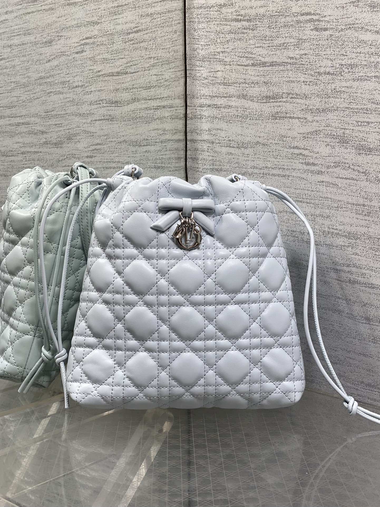 CD Adiorable Mini Bucket Bag Glacier Blue Lambskin 286643