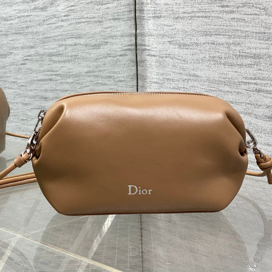 Dior 2026 Bow Pouch 20cm Camel Lambskin 286631