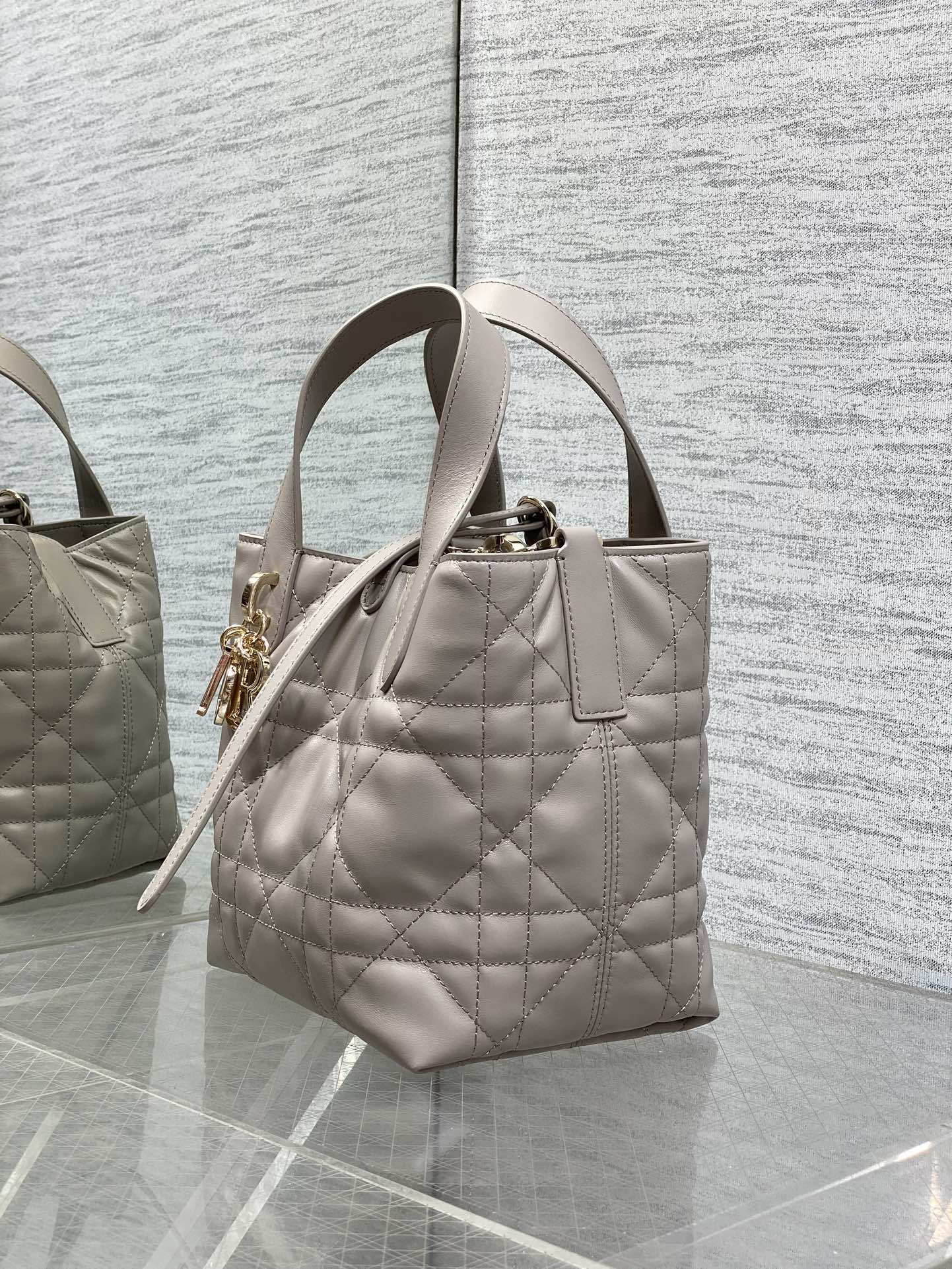 CD Toujours Bag 18cm Charcoal Gray Calfskin 286662