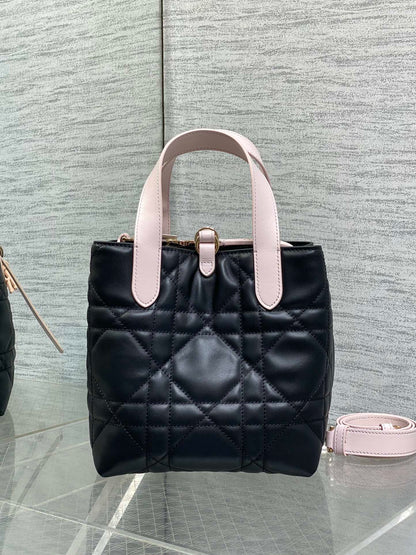 CD Toujours Bag 18cm Light Pink Black Macrocannage Lambskin 286511
