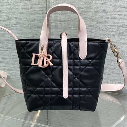 CD Toujours Bag 18cm Light Pink Black Macrocannage Lambskin 286511