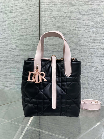 CD Toujours Bag 18cm Light Pink Black Macrocannage Lambskin 286511