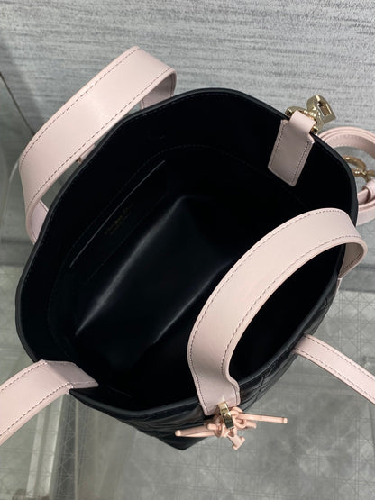 CD Toujours Bag 18cm Light Pink Black Macrocannage Lambskin 286511