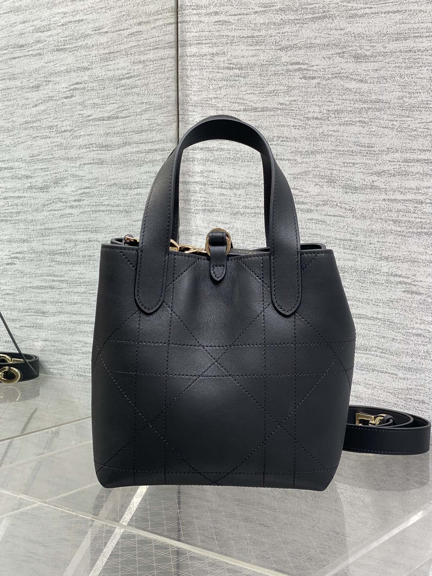 CD Toujours Bag 18cm Black Macrocannage Lambskin 286515