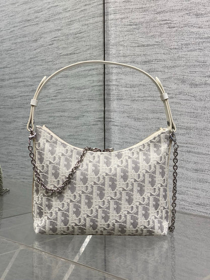 Dior 2026 Diorling 19cm Bag White Grey Cotton Calfskin 289144