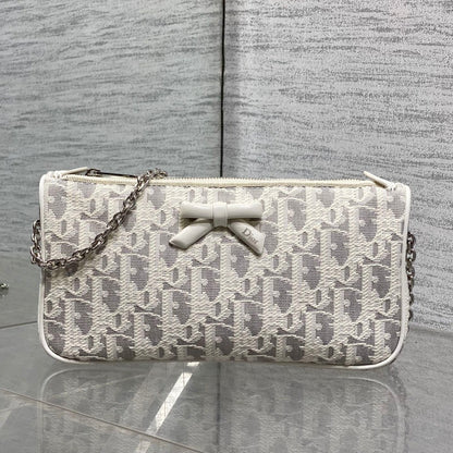 Dior 2026 Promenade 22cm Bag White Grey Cotton Calfskin 289146