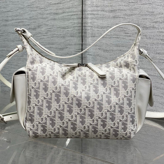 CD 2026 D-Dream Oblique Jacquard 24cm White Grey Cotton Calfskin 289148