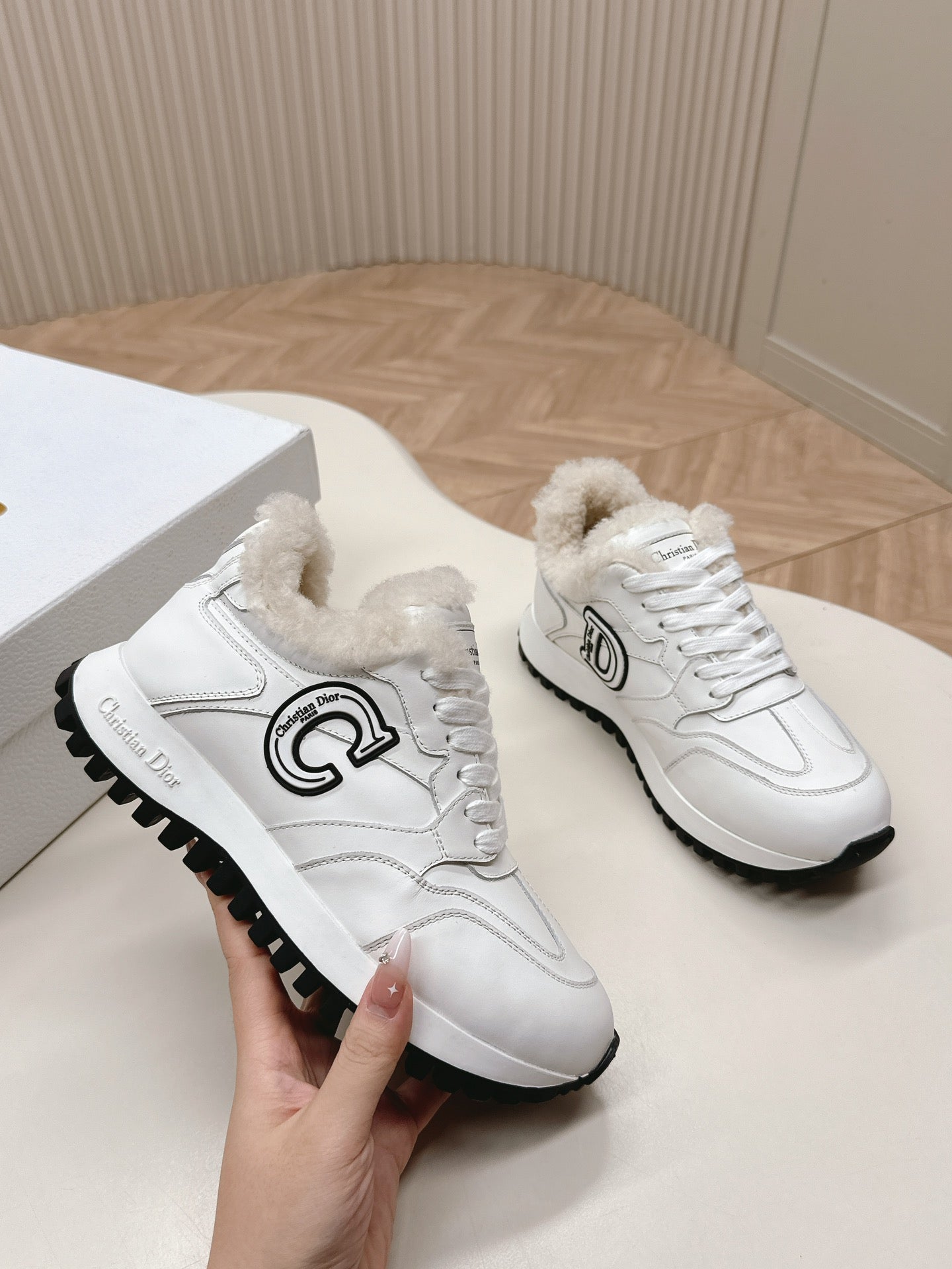 C'est Dior Sneaker Fleece Lining White Lambskin
