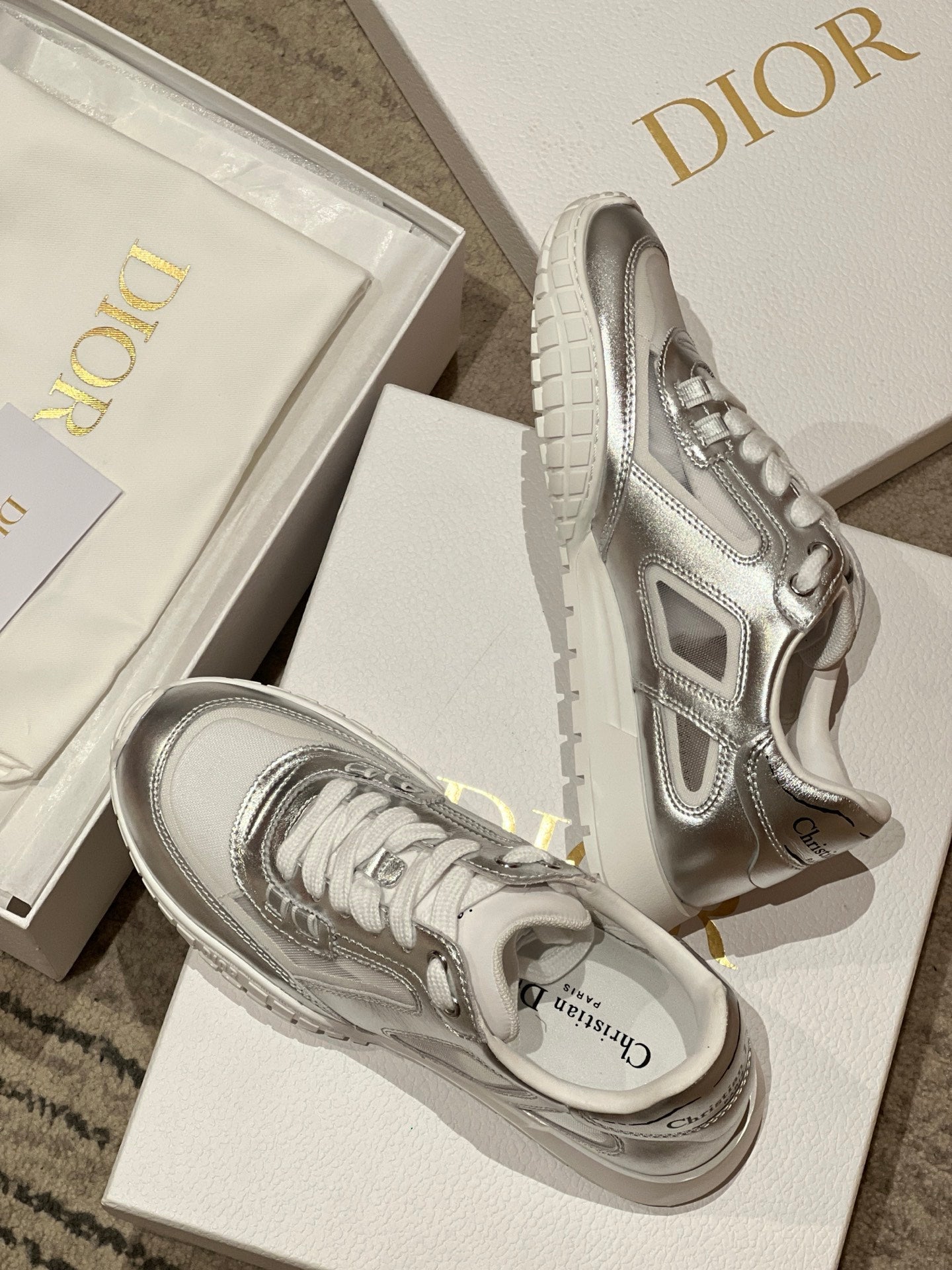CD Tech Sneaker Sliver White Mesh Leather 707904
