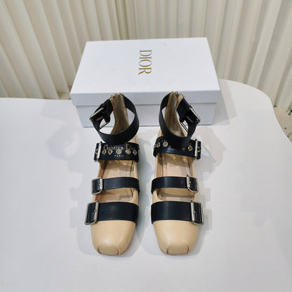 CD 26s Punk Ballet Flats Beige Leather 927874