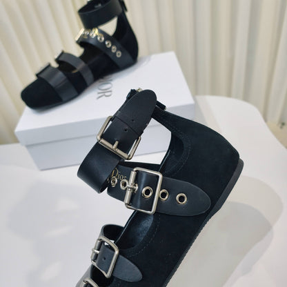 CD 26s Punk Ballet Flats Black Suede 927875